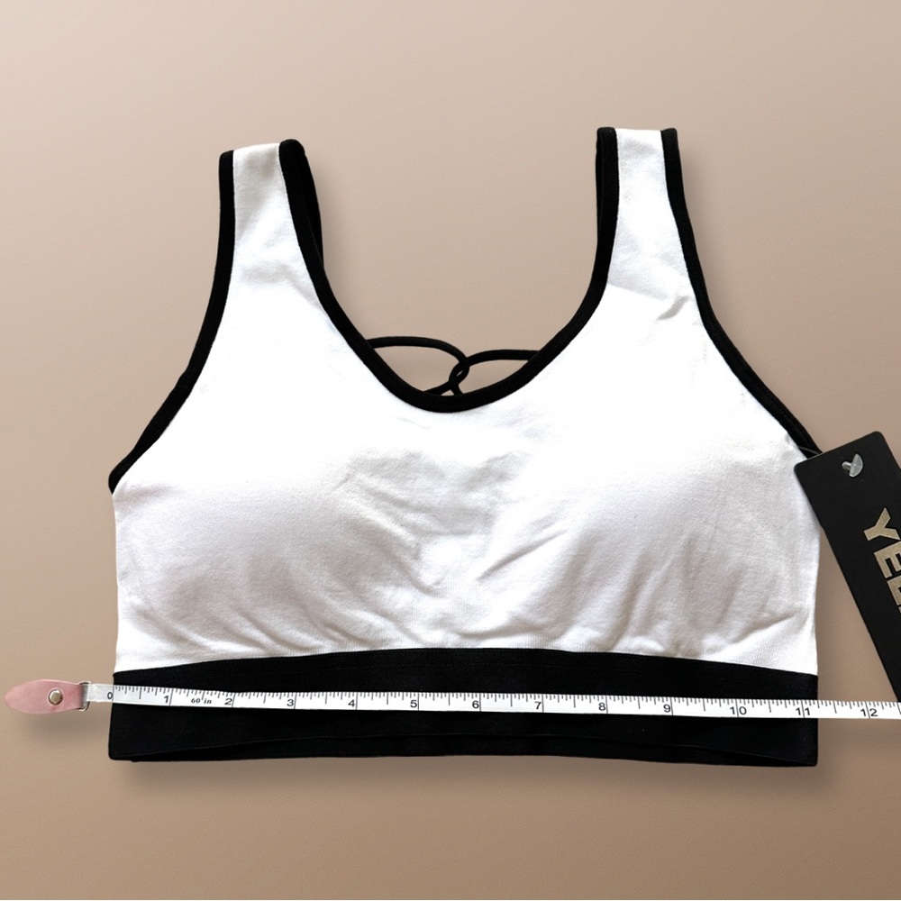 Yelete Criss Cross Sports Bra White Black High Impact Removable Cups S NWT - Picture 6 of 9